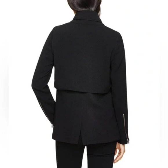Aritzia | Wilfred Asymmetric Mayet Moto Black Crepe Drape Flowy Trench Jacket - Picture 6 of 16